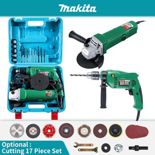 ☌✈■Makita electric Impact Drill and Grinder Set 2in1 (Hard Case)  Drill with Angle Grinder accessori
