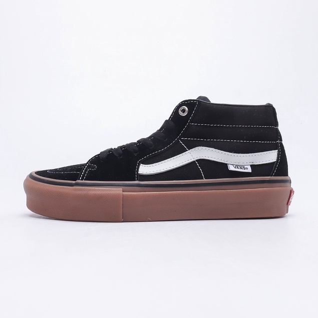 Vans SK8Mid Pro Classic black rawhide color suede canvas midtop