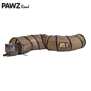 "S"Funny Pet Cat Play Tunnels Brown/Blue/Grey Foldable 1 Window Active Tunnel Kitten Cat P