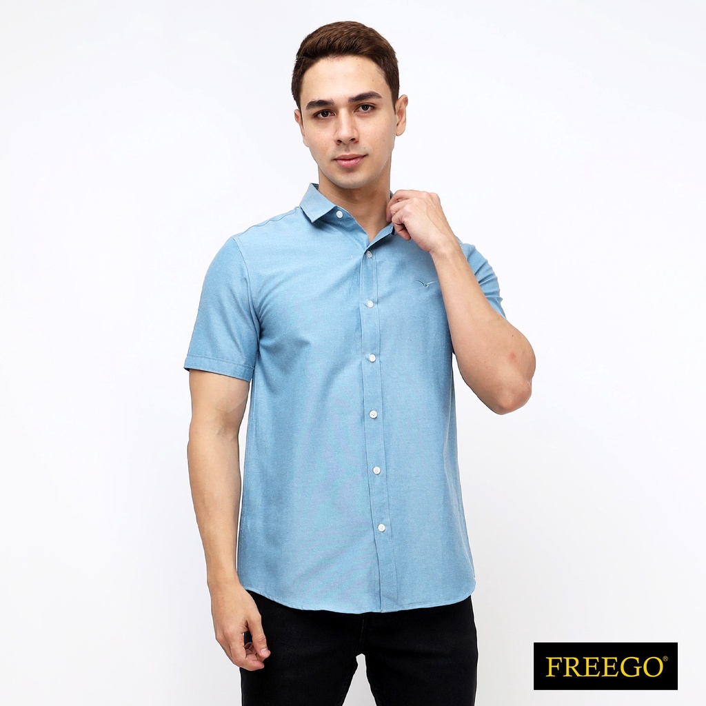 Freego Mens Woven Oxford Polo Short Sleeve GMT06-0006 | Shopee Philippines