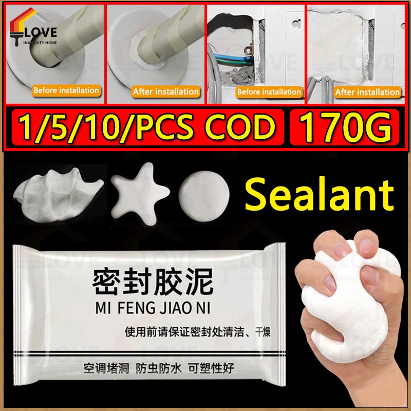 10 Pcs Wall Hole Sealing Glue 170G Sewer Pipe Sealing Clay Sealant Air