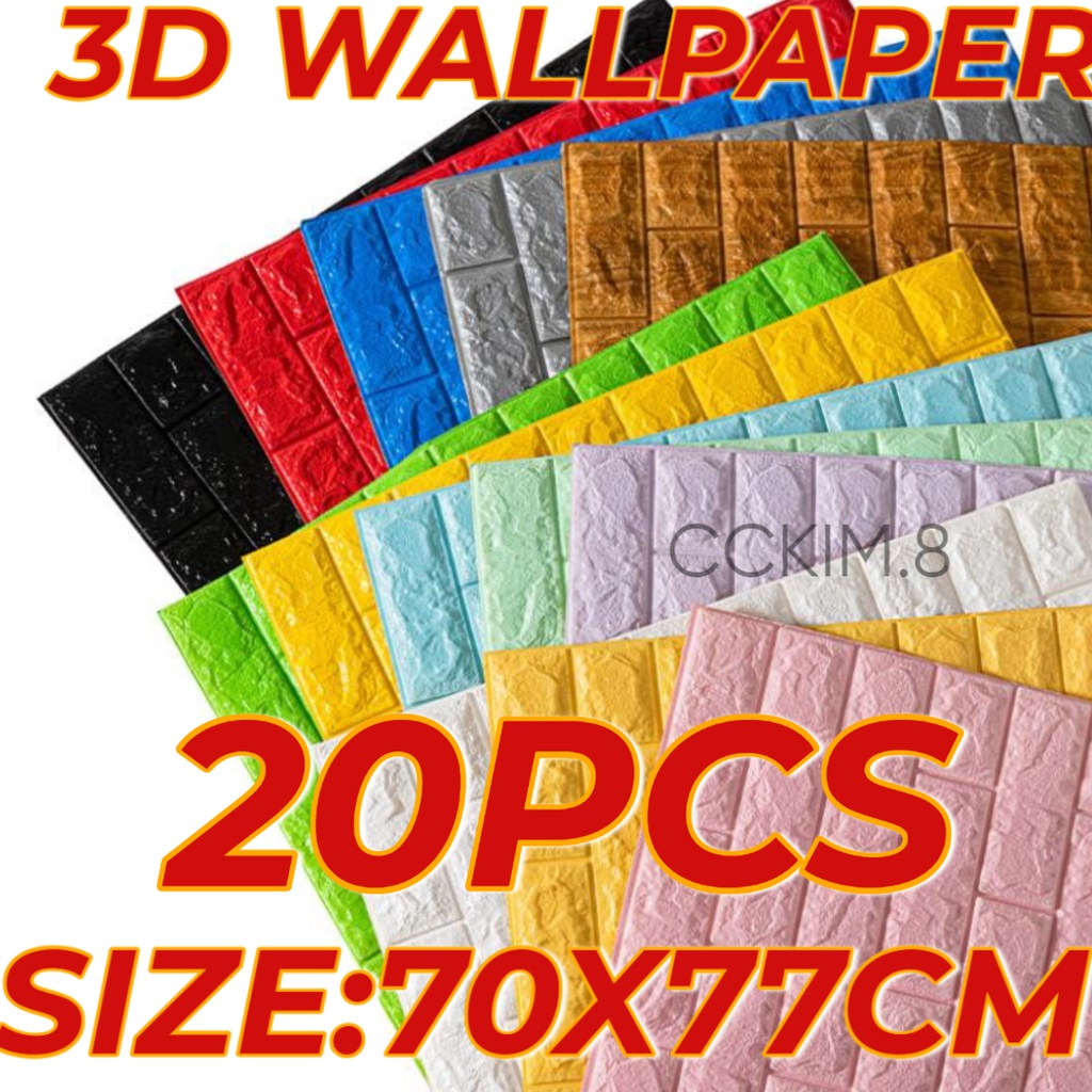 20pcs Big Size 70*77cm Cropable Wallpaper selfadhesive waterproof 3d