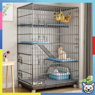 【90*55*125CM】 Cat Cage 4 Layer Pet Cage  Foldable Sturdy  Pet Furniture Cat Cages with Wheels