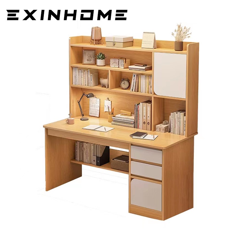 EXINHOME Desk Bookcase Bookshelf One Student Study Table Rental House