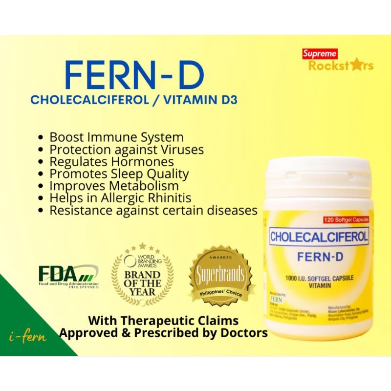 Fern-D Vitamin D3 by I-fern Softgel Capsules 120's | Shopee Philippines