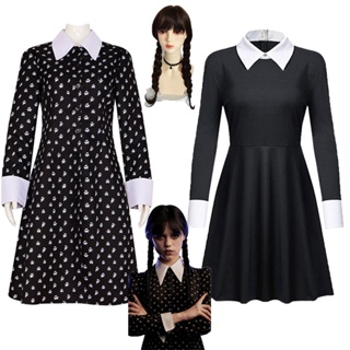 Wednesday Addams Dress Anime Cosplay Women Black Gothic Wednesday Dress Cosplay Outfits