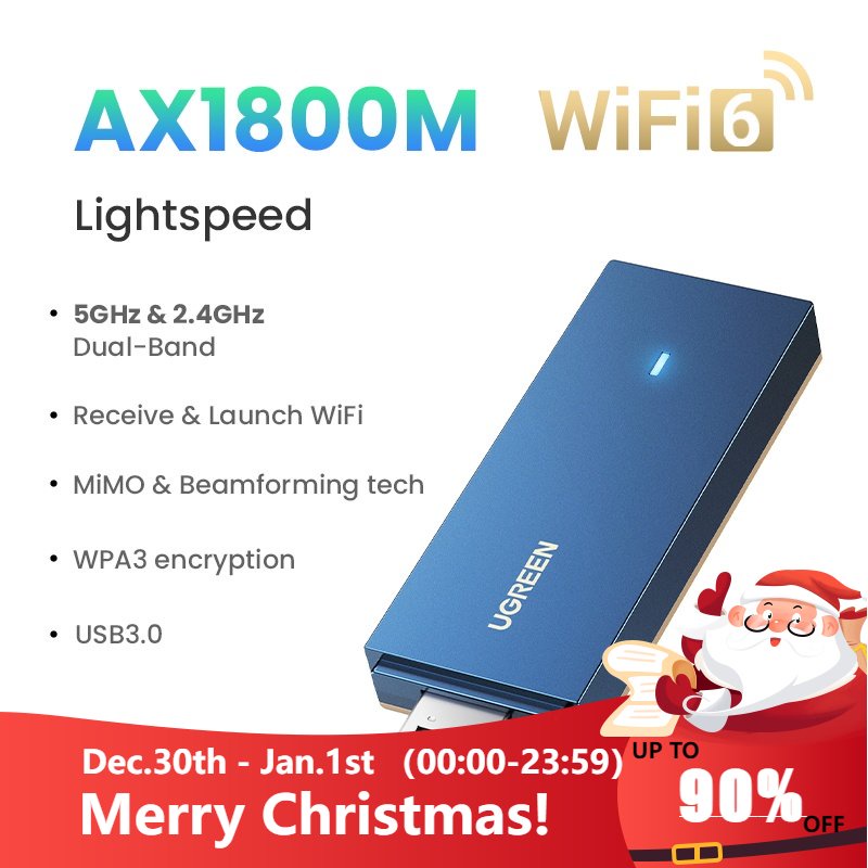 UGREEN AX1800 WiFi Adapter WiFi6 USB3.0 5G&2.4G Dualband USB WiFi for
