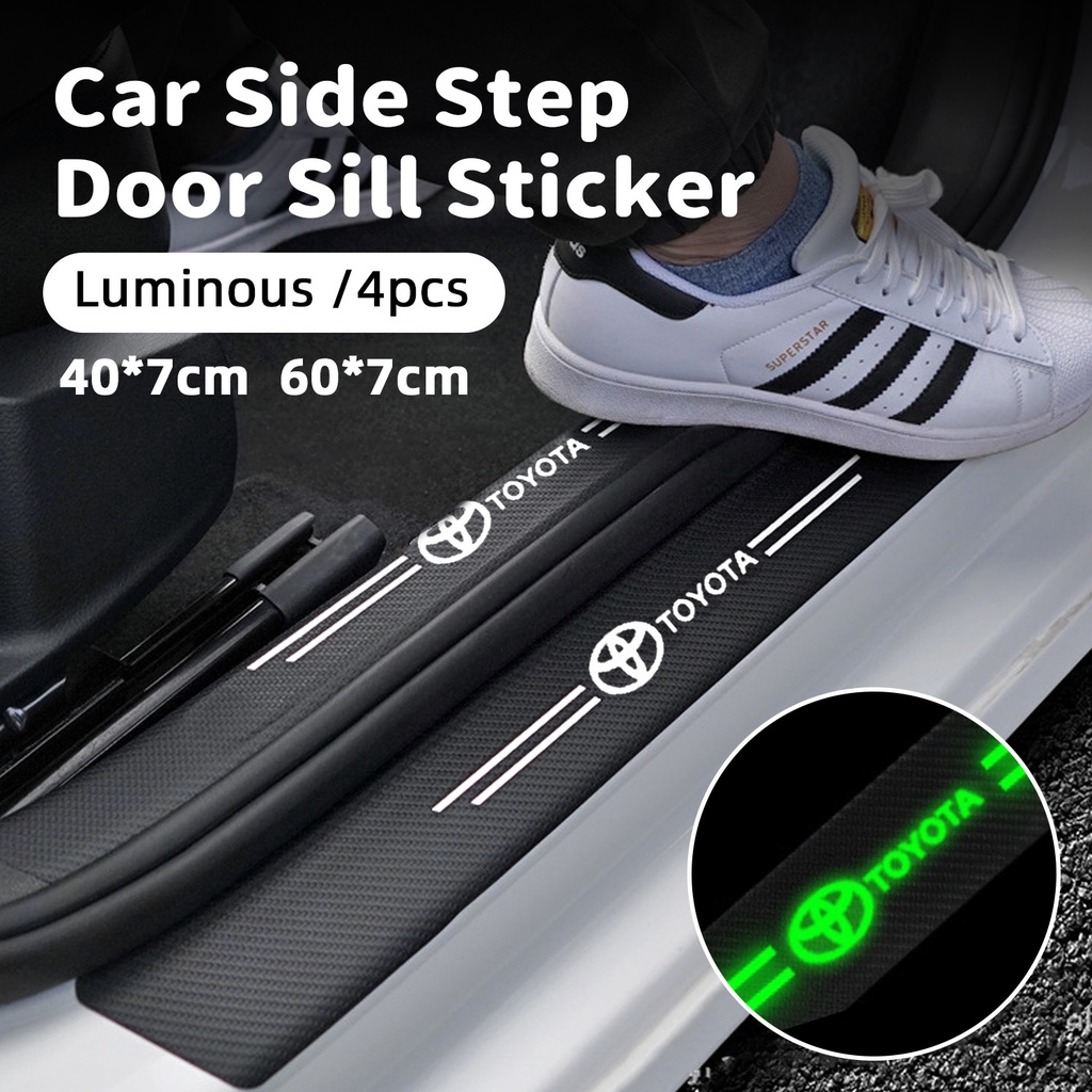 4pcs Luminous Car Side Step Door Sill Sticker Car Threshold Strips