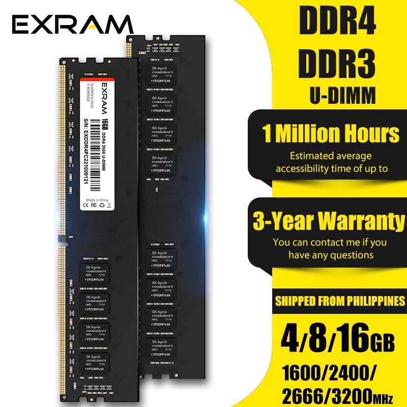 Exram RAM DDR4 8GB 4GB 16GB DIMM Gaming 1600MHz 2666MHz 3200MHz for 1.5v 1.2v | Shopee Philippines