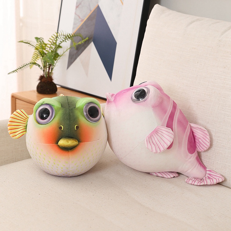 2643cm Kawaii Simulation Puffer Fish Plush Toy Globefish Lifelike 