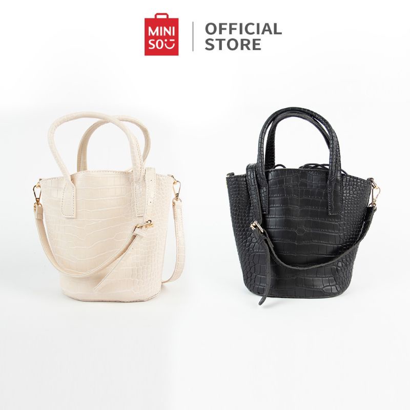 HITAM [ORIGINAL] Miniso CROCO SLINGBAG/MINISO CROCO BUCKET BAG/MINISO CROCO Handbag/MINISO Sling