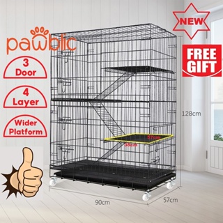 Pawblic Foldable Cat Cage 3/4 Layer Large Cat Condo House Collapsible Storage Kulungan Ng Pusa High Quality Antirust With Wheels For Fat Cat