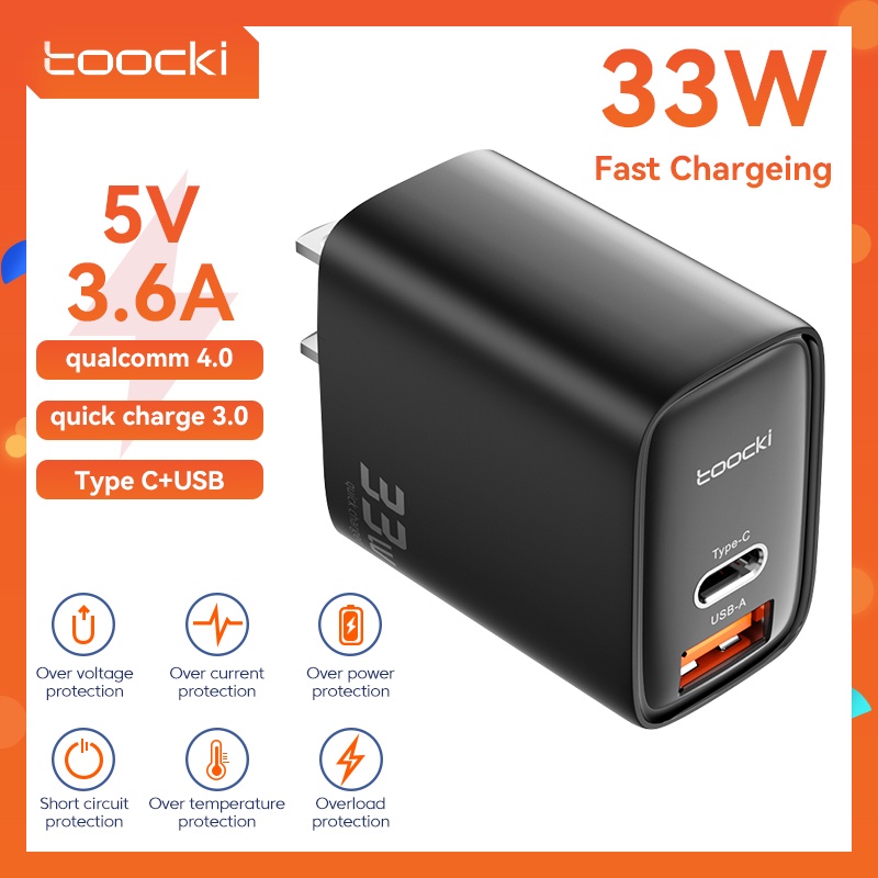 Toocki QC 3.0 PD 3.0 Fast Charging USB Charger Dual Ports Quick Charge