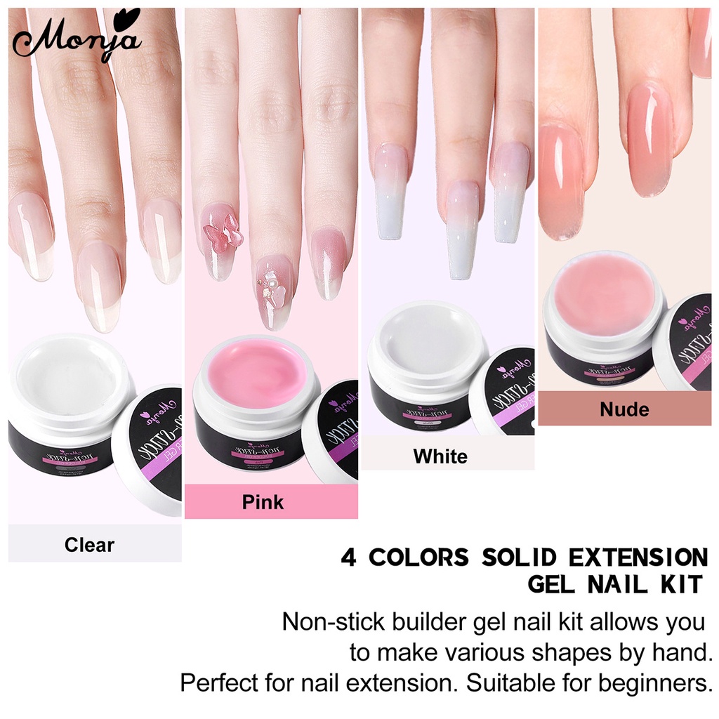 Monja 15ml Non Stick Hand Solid Extension Nail Gel Easy Extend Pinch ...