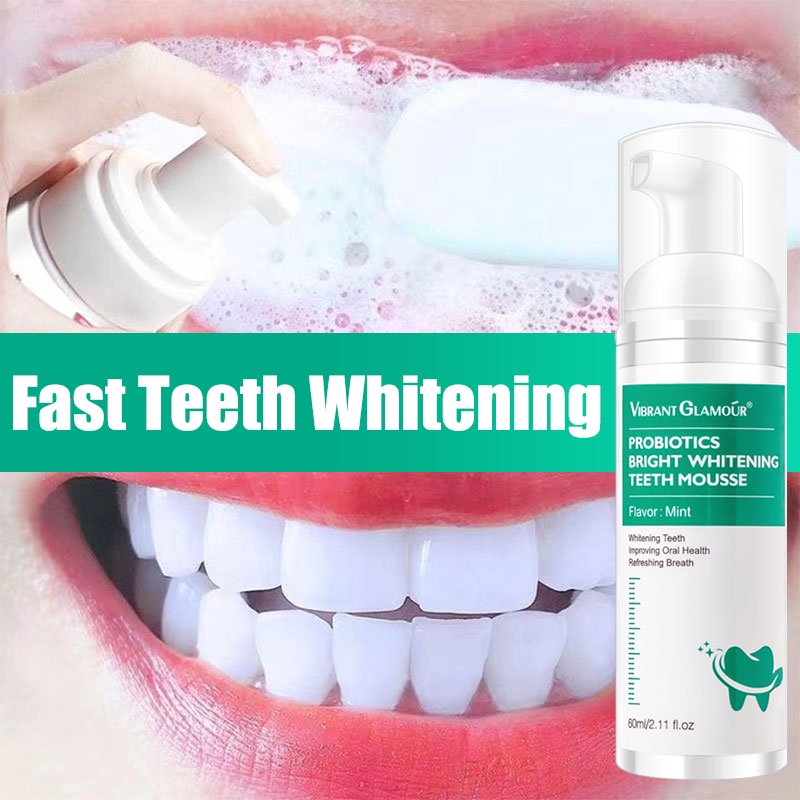Teeth Whitening Mousse Mint Toothpaste Remove Plaque Stains Oral Odor Bright Teeth Portable 60ml