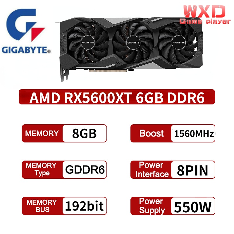 Gigabyte AMD Radeon RX 5500XT 5600XT 5700XT 6GB 8GB OC GDDR6 256bit 7nm ...