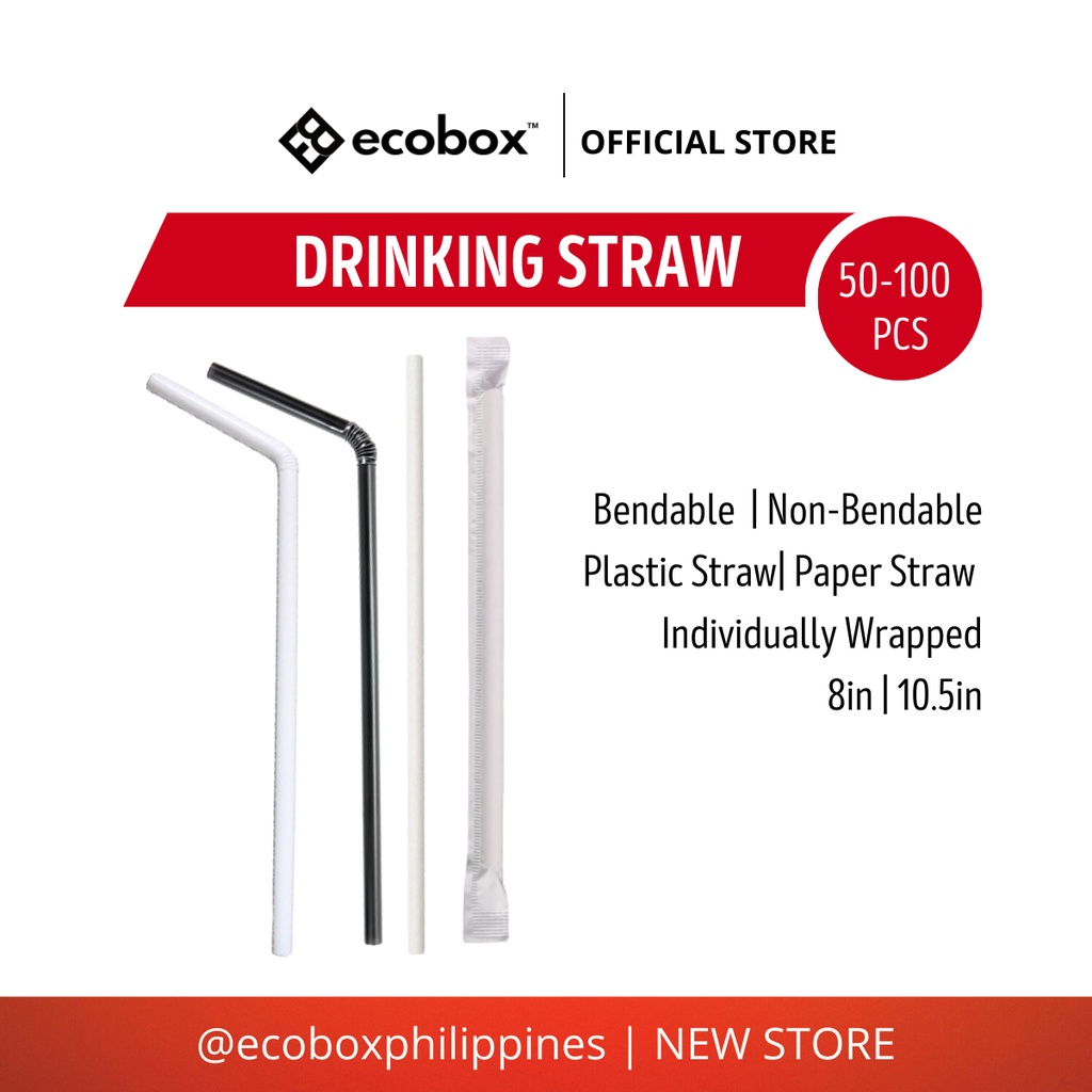 Ecobox [New Store] Disposable Drinking Straw, Plastic Straw, Paper ...