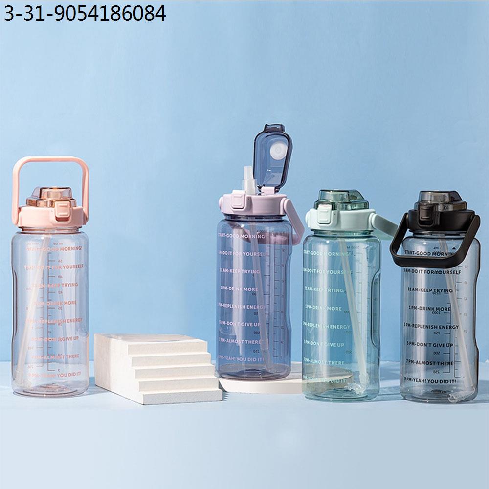 tumbler 2000ml Custom Water Bottle With Time Marker, Straw & Handle Tritan Tumbler(Random Color