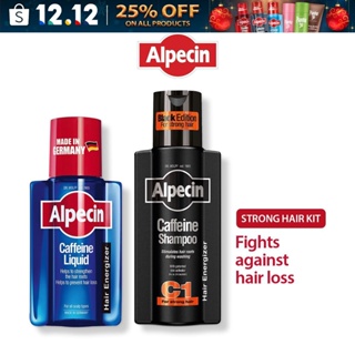 Alpecin Hairfall Kit [C1 Black Shampoo 250ml + Liquid Tonic 200ml] - Strong Hair for Men