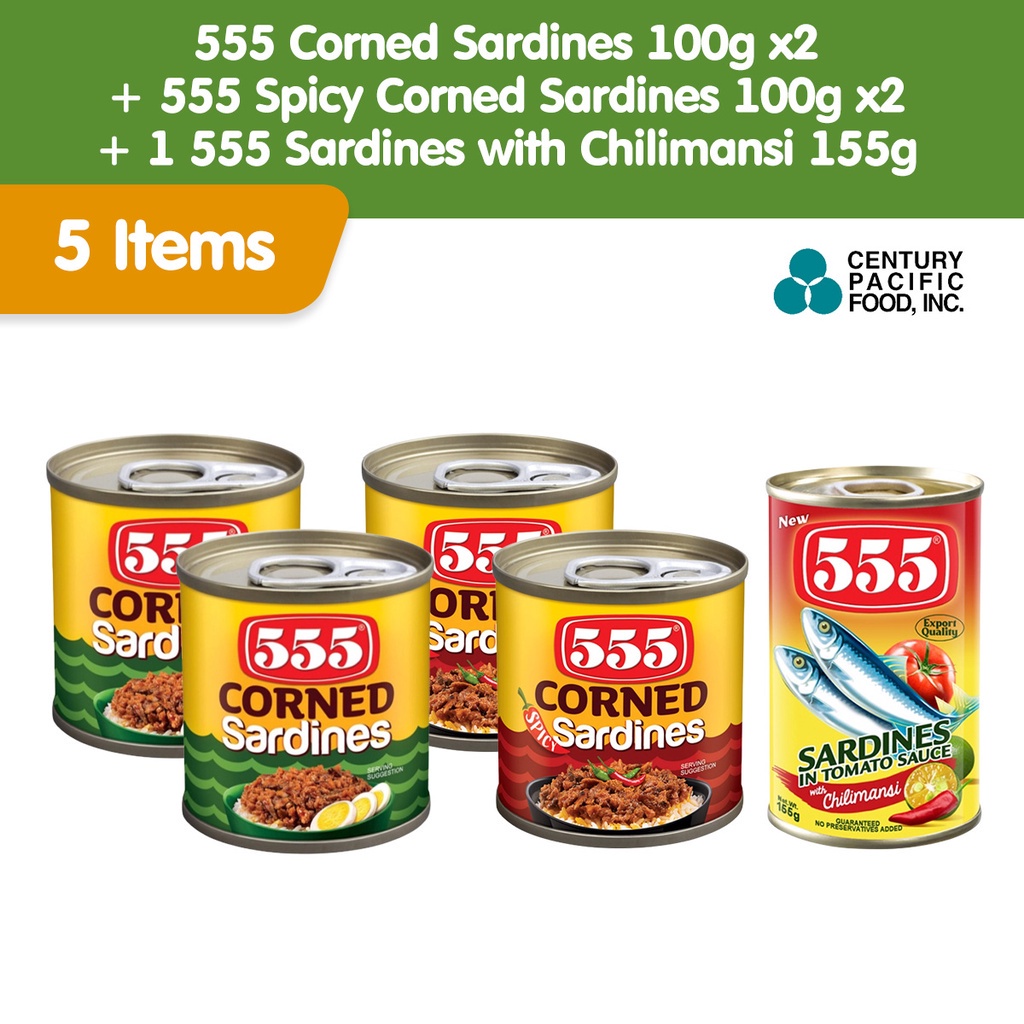 555 Corned Sardines 100g x2 +555 Spicy Corned Sardines 100g x 2 +1 555