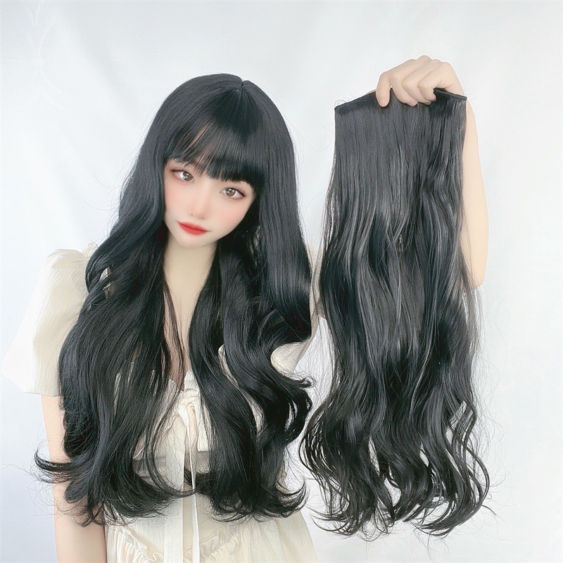 Wig Long Curly Hair One Piece Wig Four Clip Hair Extension Wig Women