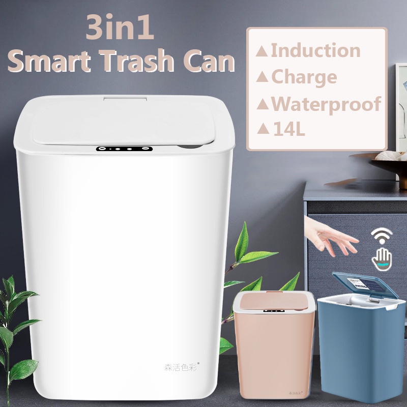 14L Smart Trash Can Wireless Induction Trash Bin automatic trash can ...