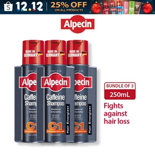 [Bundle of 3] Alpecin Caffeine Shampoo C1 (250ml) - Men's Shampoo Against Hair Loss, Anti Hair Fall