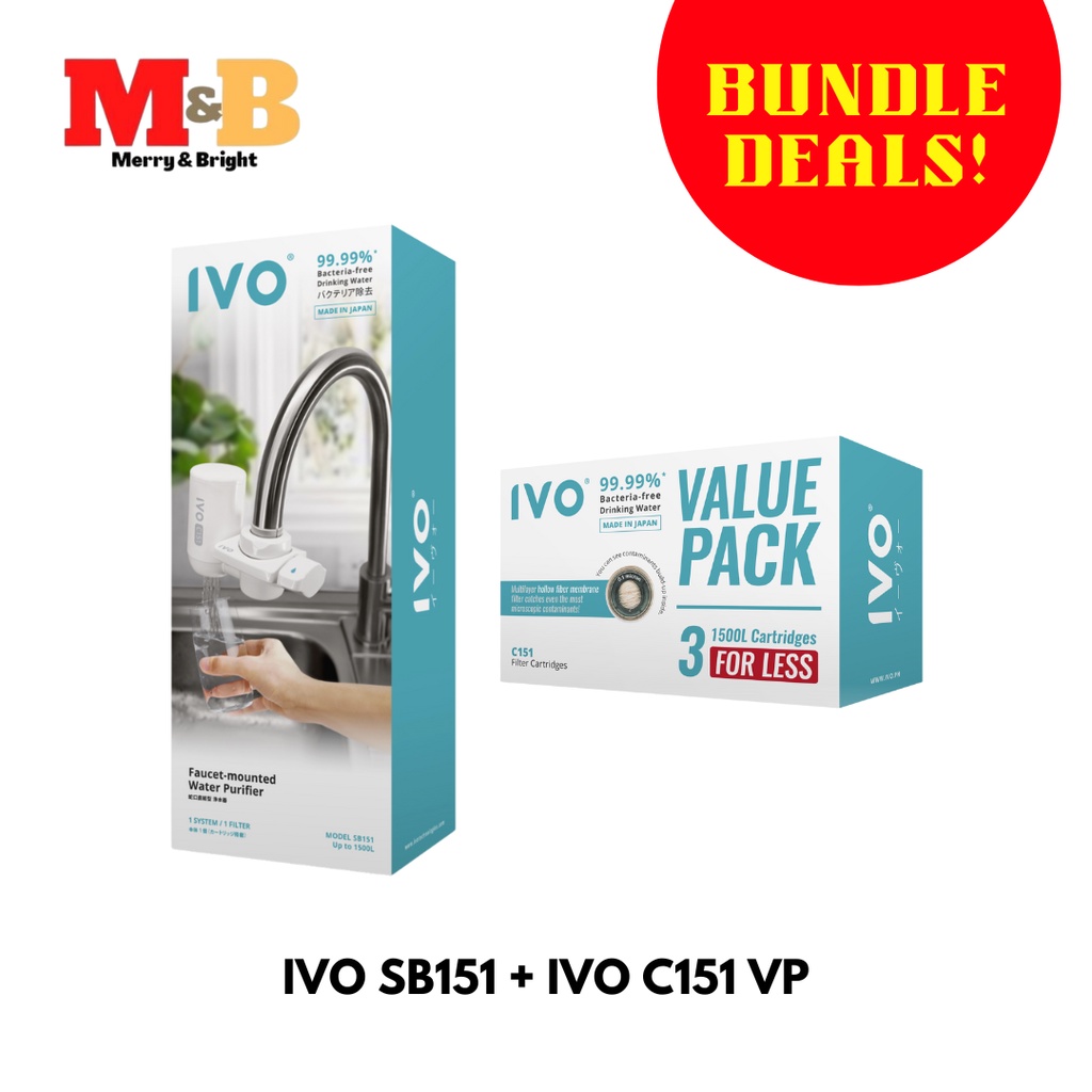 IVO Bundle SB151 Water Purifier Set + C151 Filter Value Pack Shopee