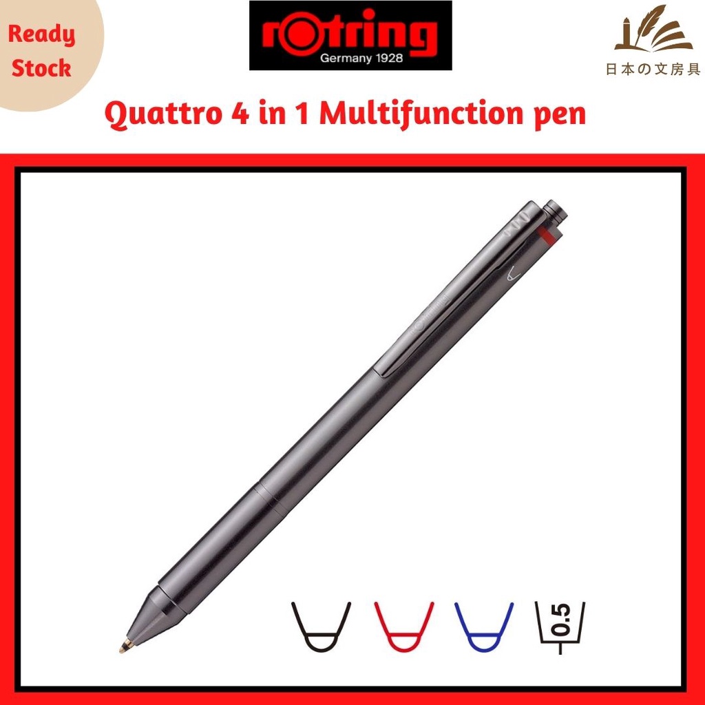 ROTRING Quattro 4 in 1 Multifunction pen (Black, Red, Blue Ballpoint
