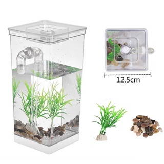 Self Cleaning Aquarium Fish Bowl With LED Light Aquarium Mini Ecological Betta Fish Tank Incubator B