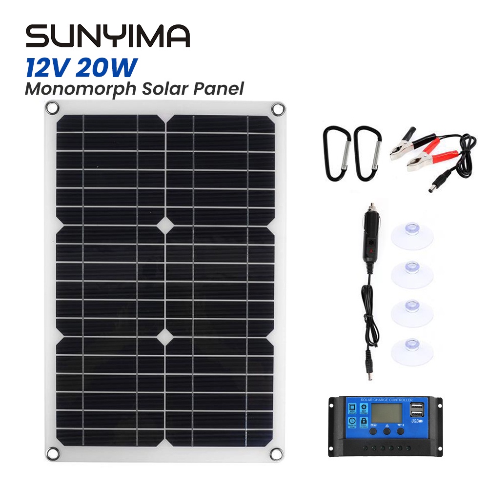 SUNYIMA 20W Portable Solar Panel Kit Monocrystalline Solar Panels USB