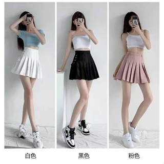 Pleated skirt for women in spring and summer, versatile bandage, high waist A-line skirt short skirt