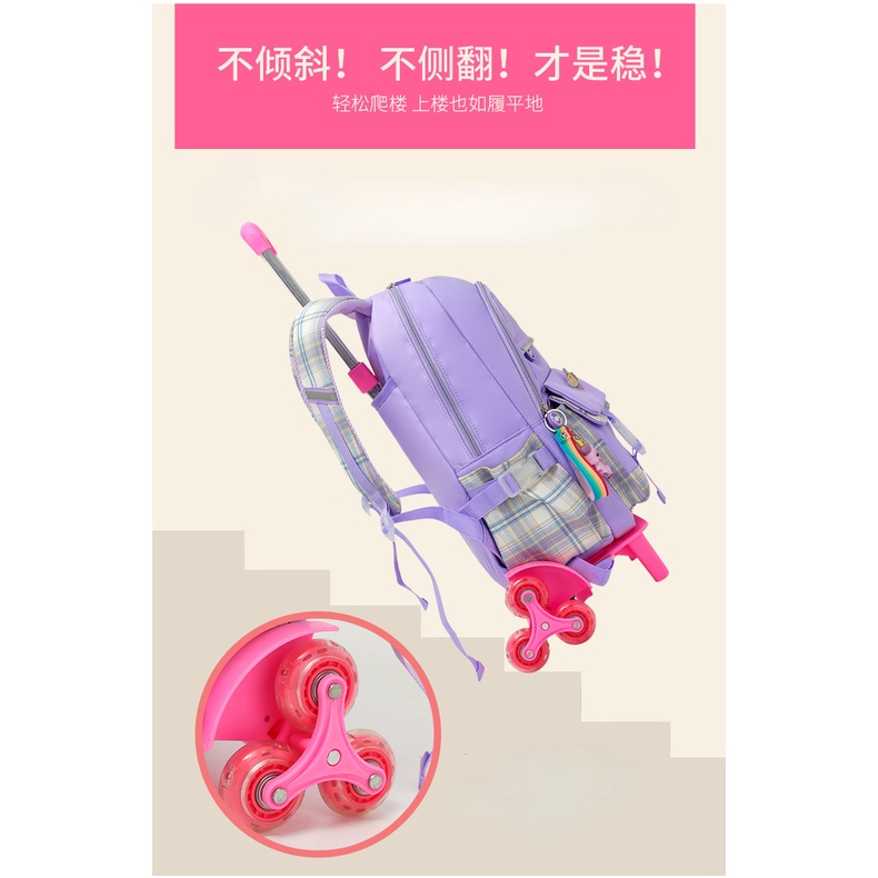 NEW 2/6 Wheels High Quality Girls Trolley Backpack Schoolbag with Wheels Orthopedic Bags for Children Schoolbag Rolling Backpack Bag