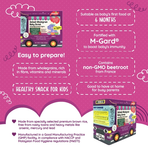 PREMIUM BROWN RICE & NON-GMO BEETROOT INSTANT CEREAL for Babies from 6 Months (Baby Cereal)