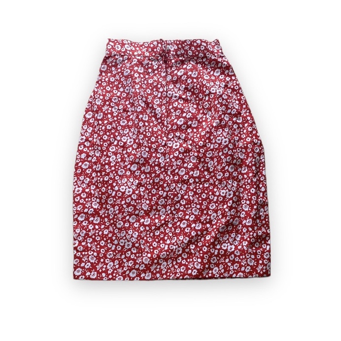 Women Red Floral Skirt (Preloved) Shopee Philippines