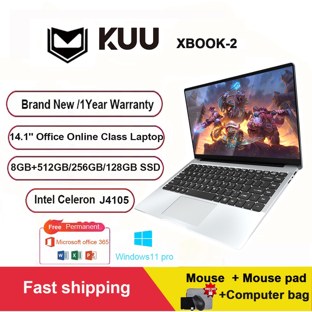 KUU XBOOK2 14.1Inch Laptop 8GB RAM 512GB SSD Intel J4105 Windows 11