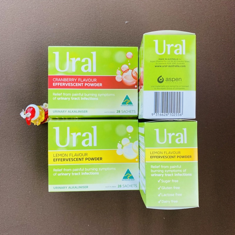 Ural Effervescent Powder Lemon or Cranberry 28 Sachet Cystitis and UTI