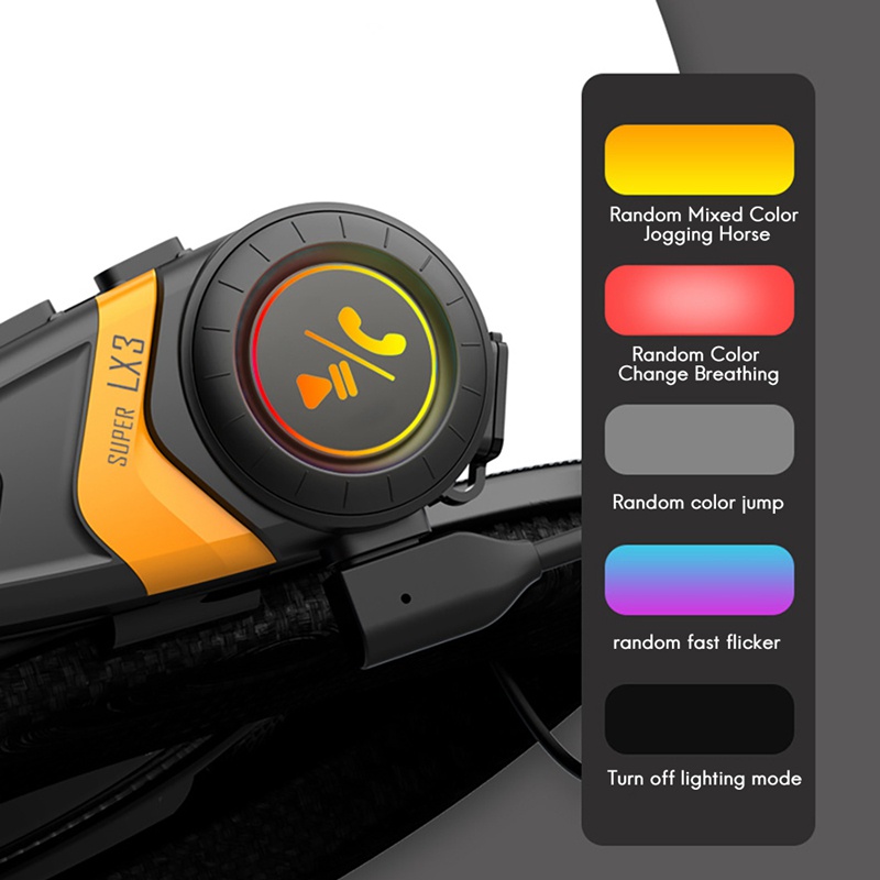 LX3 Helmet Bluetooth Headset 1200MAH Motorcycle BT5.0 Wireless Hands