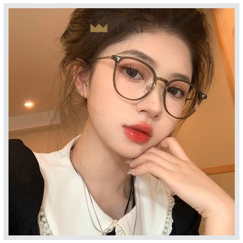 Anti Blueray Glasses Oval Frame Discoloration White Flat Blueray Lens