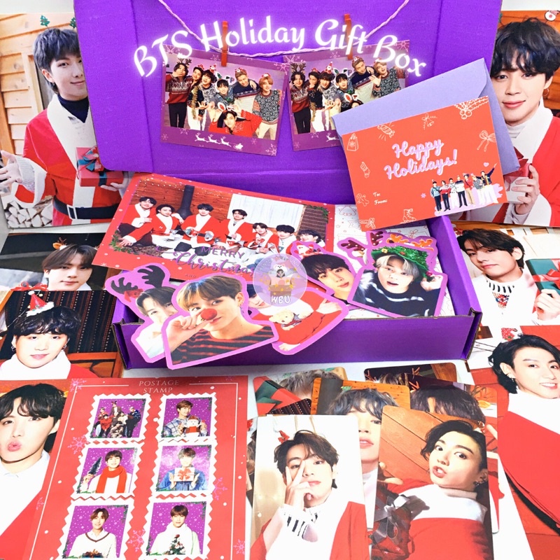 BTS HOLIDAY GIFT BOX | CHRISTMAS FANMADE MERCH | RM JIN SUGA JHOPE ...