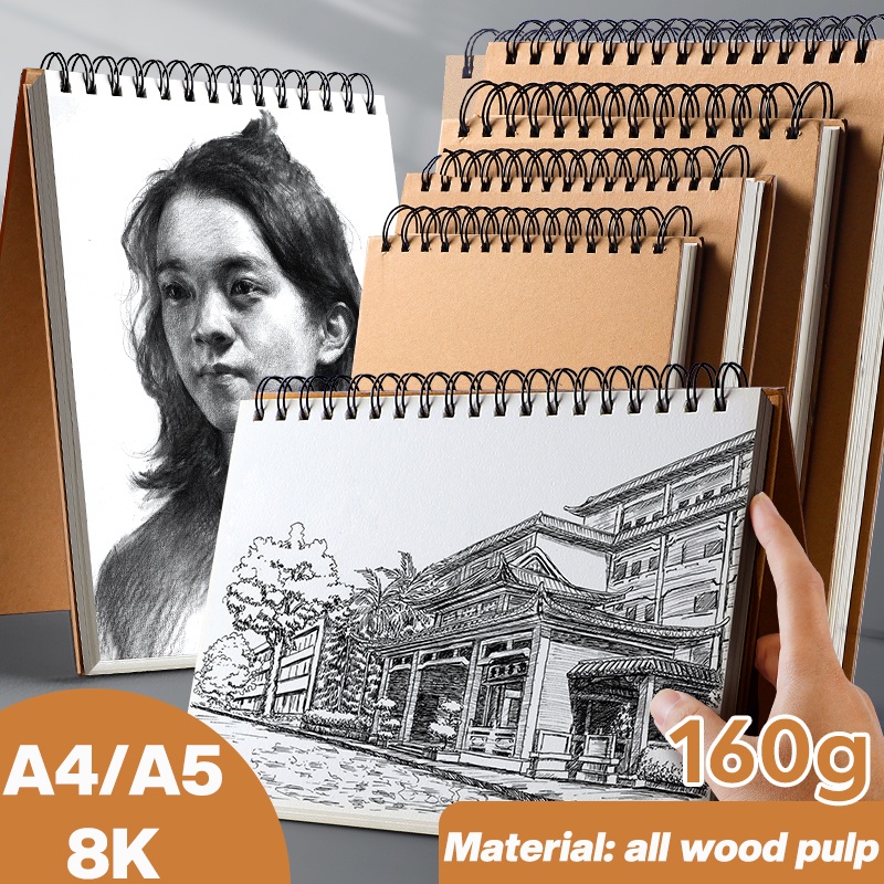 A4/A5/8K sketchbook Thick paper Spiral notebook Pencil Student