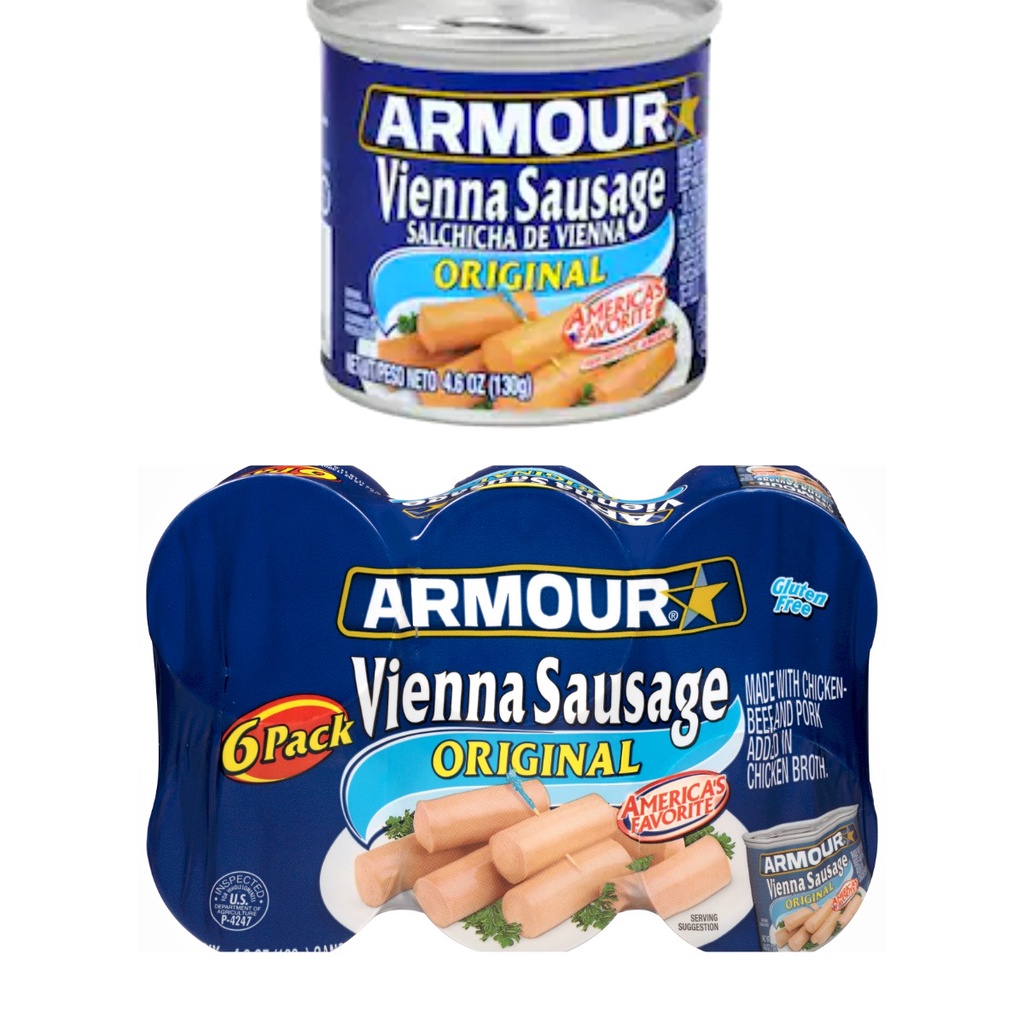 Armour Star Vienna Sausage Original Flavor, Gluten Free Canned Sausage ,6 x 130g Shopee