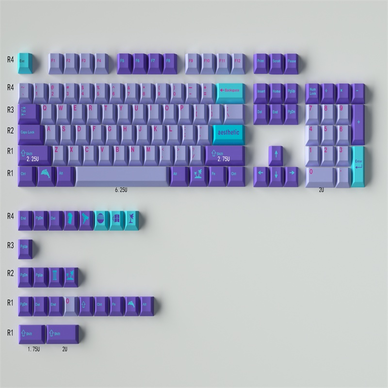 GMK Vaporwave PBT Keycap 130 Keys Cherry Profile DYE-SUB Keycaps For ...