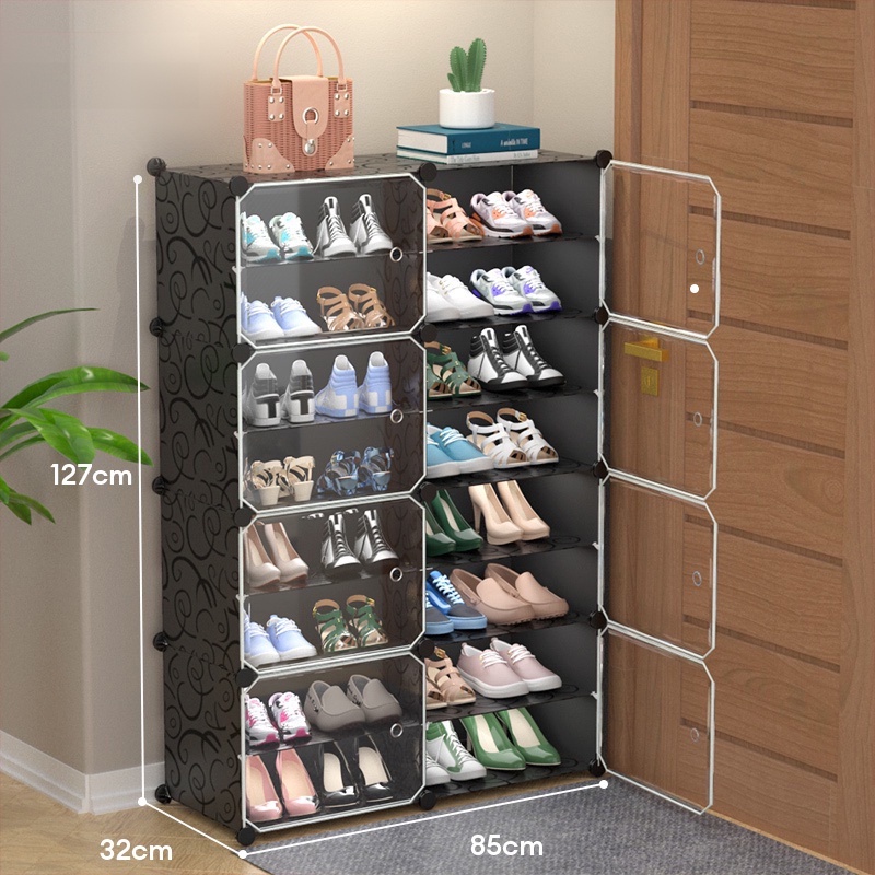 COD Shoe Rack Organizer Cabinet 4-8Layer Dust-Proof Drawer Type Screwless Stackable Big Size Black