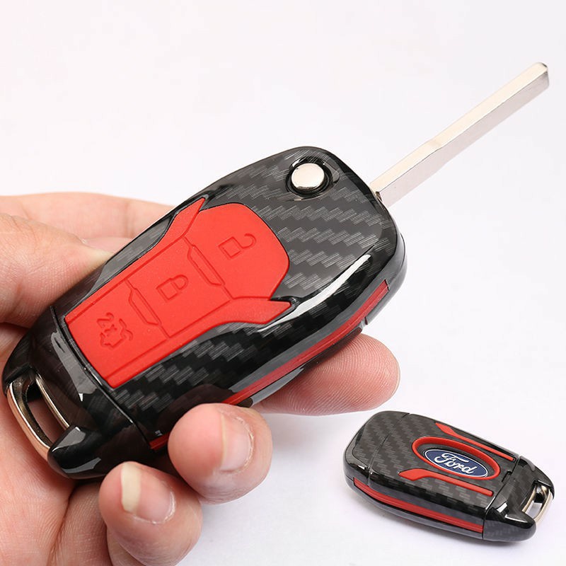Ford Carbon Fiber Car Key Case Keychain Wallet New Car Logo Keychain