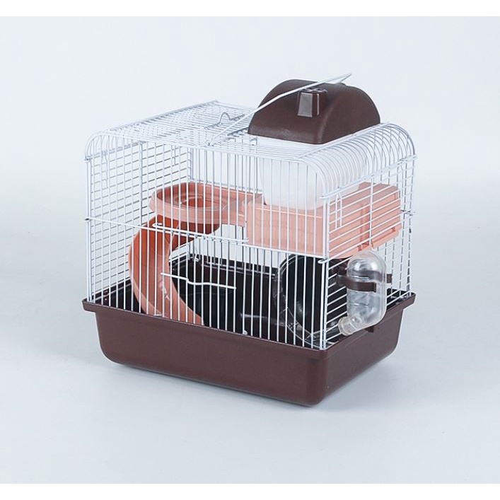 Portable Hamster Small House 2 Layers Mice Hamsters Travel Cage with Running Wheel and Slide