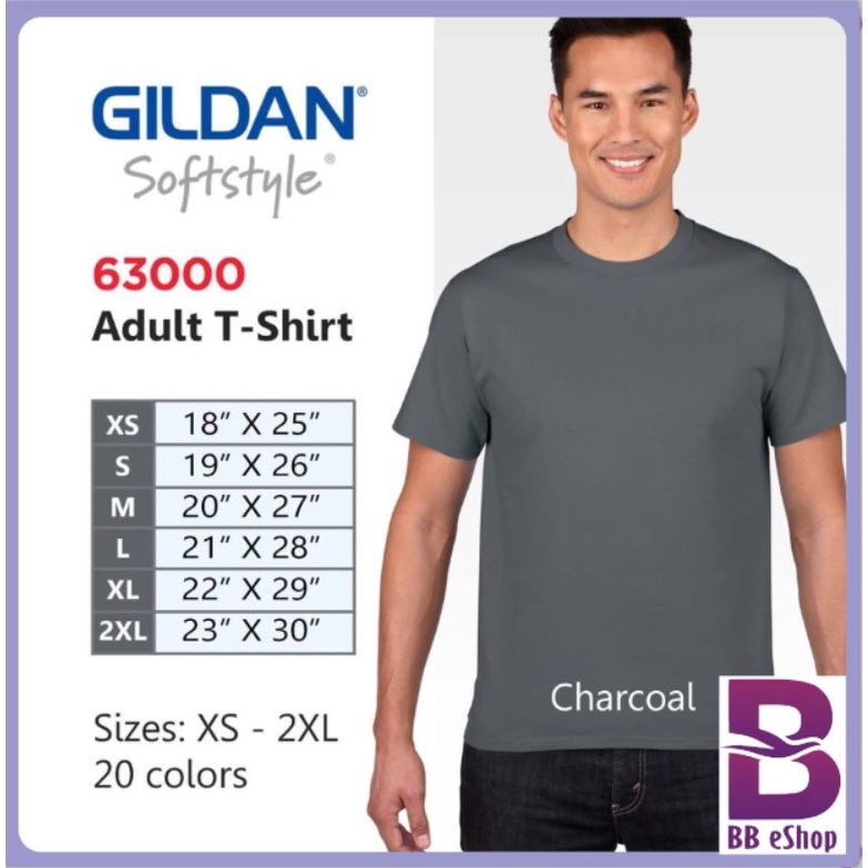 Charcoal Gildan Softstyle Cotton 63000 Shopee Philippines