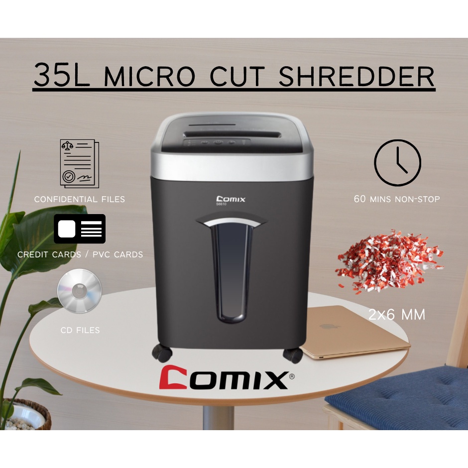 COMIX S6610 35L Micro Cut Heavy Duty Paper Shredder | Shopee Philippines