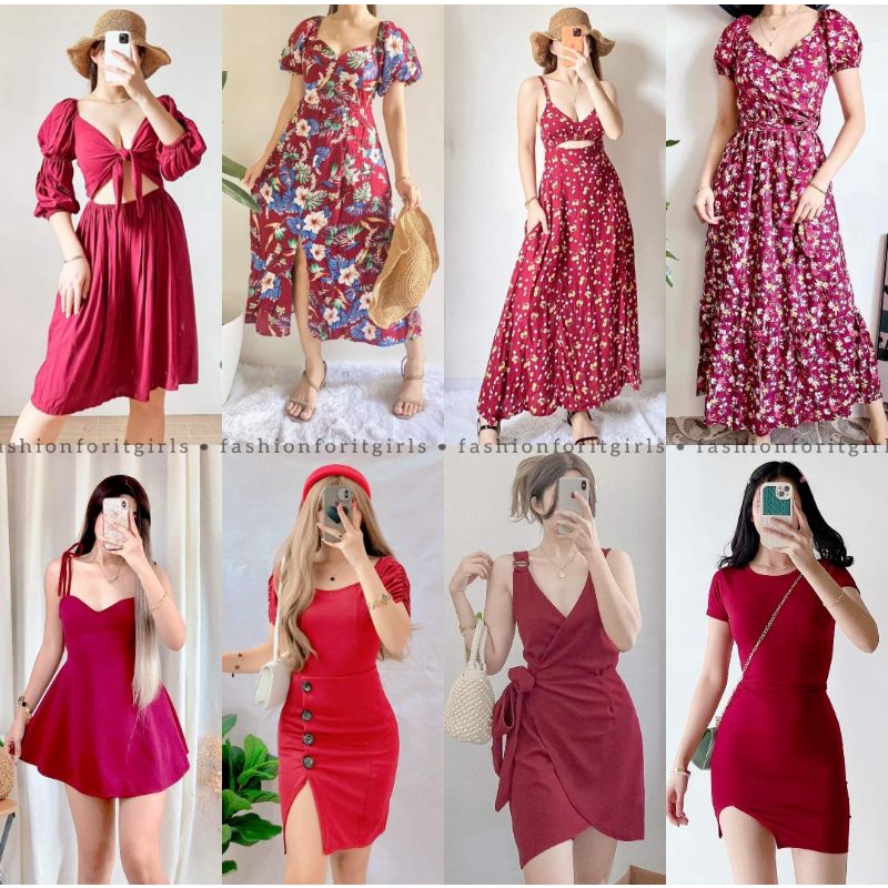 2023 Valentine's Date Dress Outfit Ideas Mini, Midi and Maxi Dress | Maroon  Shade / Magenta Sale | Shopee Philippines