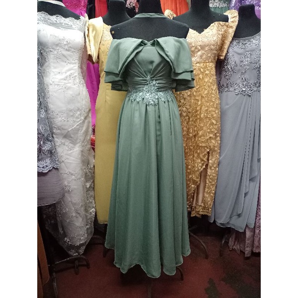 Sage Green Gown Bridesmaid Shopee Philippines